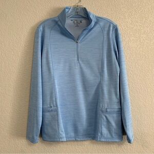 Ibkul Shirt Top Womens M Golf Tennis Pickleball 1/4 Zip Polo Preppy UPF50 Blue